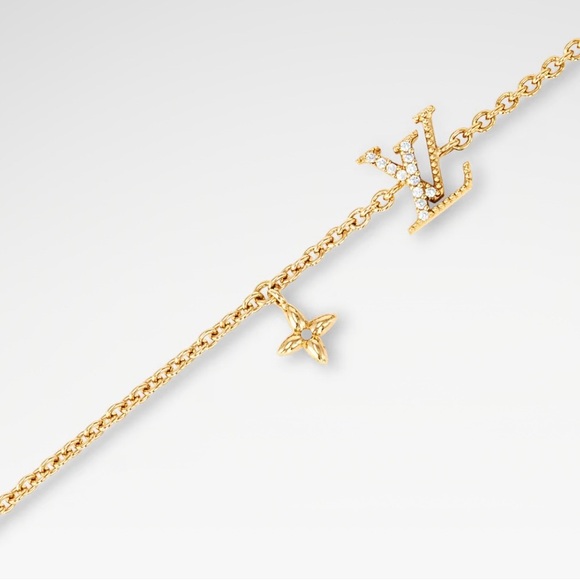Louis Vuitton Gold-Tone Pavé LV Charm Bracelet - Picture 2 of 5